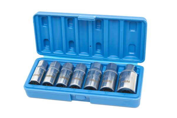 HBM 7 Delige Draadeind, Tapeind Uitdraaiset - Draadeind Uitdraaier Van 6 tot 14 mm.