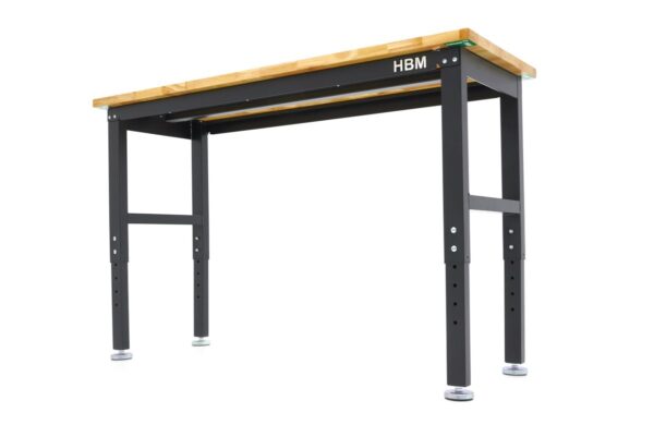 HBM 152 Cm. Professionele In Hoogte Verstelbare Werkbank Met Massief Houten Werkblad - Image 3