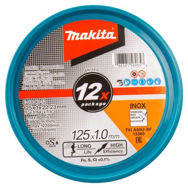 Makita doorslijpschijf RVS 12 stuks E-03040-12
