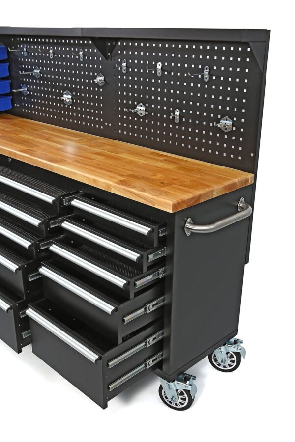 HBM gereedschapswagen met achterwand 215 cm, zwart - Afbeelding 5