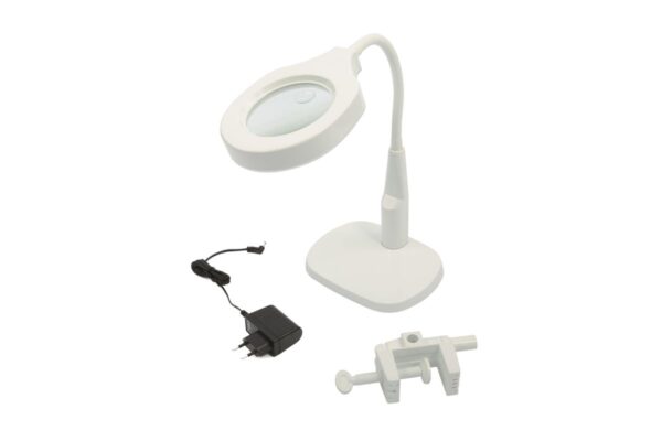 HBM 125 mm LED Loupe Lamp met Voet en Tafelklem