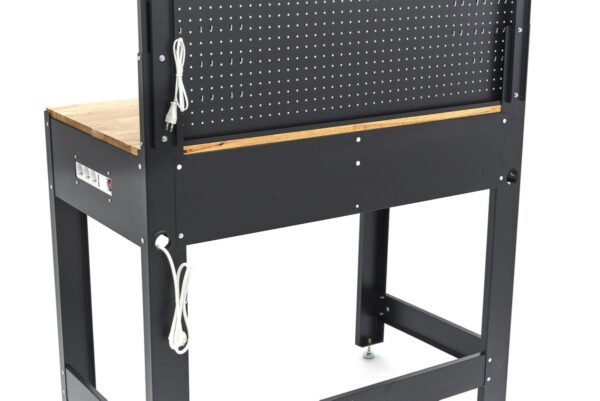 HBM 115 Cm. Werkbank Met Houten Werkblad, Achterwand Met Kastenwand, Led Verlichting , Stekkerdoos e - Afbeelding 19
