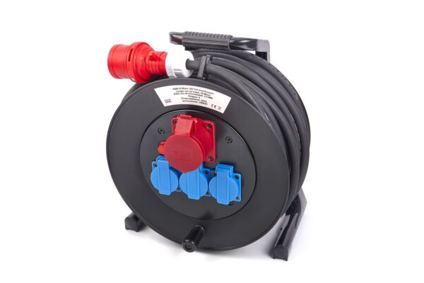 HBM Professionele 25 Meter 230 en 400 Volt Kabel, Stroomhaspel 5x2,5 mm