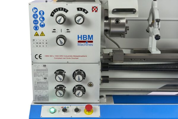 HBM 360 x 1000 Industriële Metaaldraaibank Compleet met Grote Doorlaat Met 3 Assig LCD Digitaal Uitleessysteem - 400 Volt - Afbeelding 11