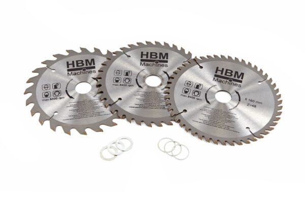 HBM 160 mm 3 Delige Profi Cirkelzaagbladenset voor invalzaag - Afbeelding 2
