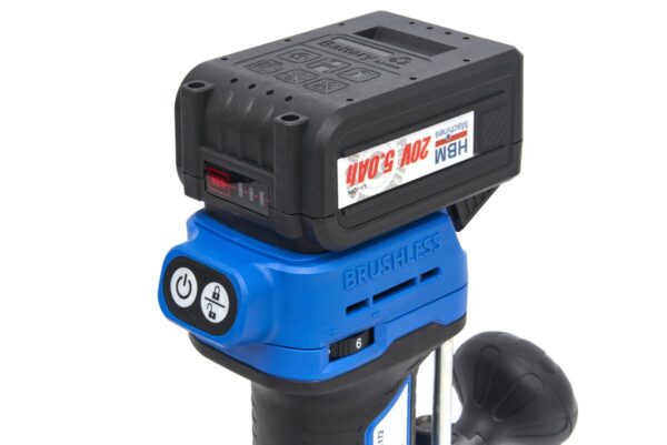HBM Professionele 20 Volt 5,0 AH Li-ion Bovenfreesmachine en 2 Li-ion Accu's - Afbeelding 13