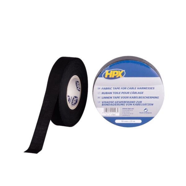HPX linnen tape voor kabelbescherming - zwart 19mm x 25m