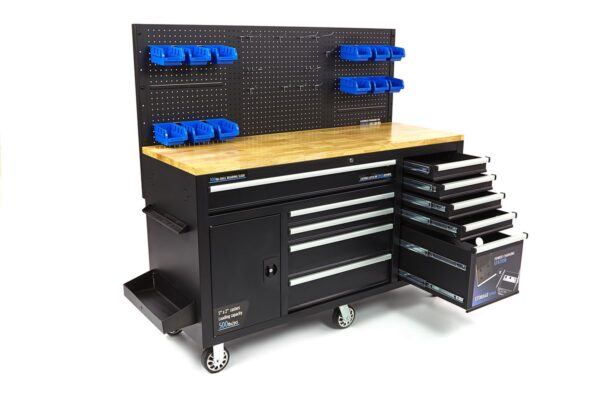 HBM 158 cm 10 Laden Werkbank met Deur en Achterwand - ZWART - Afbeelding 3