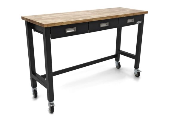 HBM Professionele 152 Cm. Verrijdbare Werkbank Met 3 Laden en Massief Houten Werkblad - Image 2