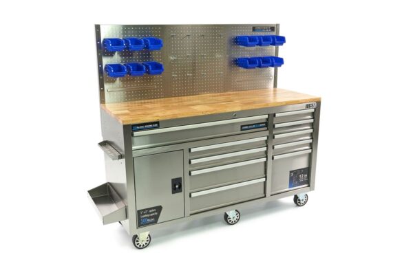 HBM 158 cm 10 Laden Werkbank met Deur en Achterwand - RVS - Afbeelding 9