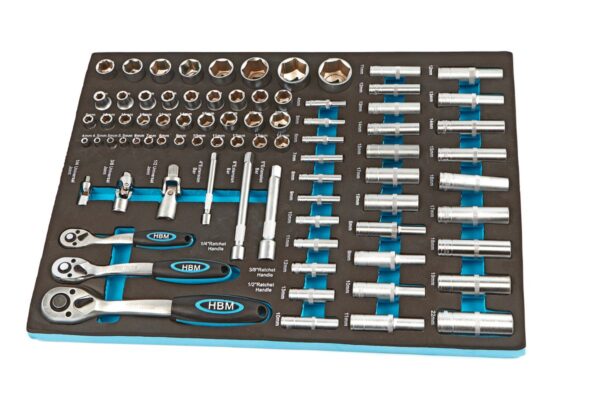 HBM 81 Delige Doppenset met Ratels Foam inlay voor Gereedschapswagen
