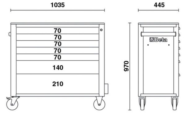 Beta Gereedschapswagen RSC24AXL/7-A met 7 laden - 97 cm - grijs - Afbeelding 2