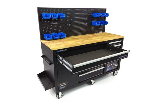 HBM 158 cm 10 Laden Werkbank met Deur en Achterwand - ZWART - Afbeelding 4