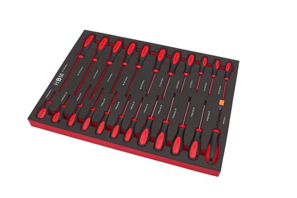 HBM Professionele 23 Delige Schroevendraaierset Foam Inlay Voor Gereedschapswagen
