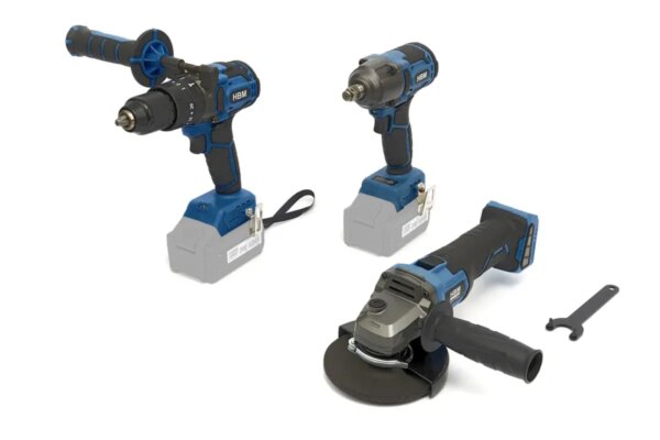 HBM accu combiset, haakse slijper, slagmoersleutel, boormachine 20 Volt - Afbeelding 2