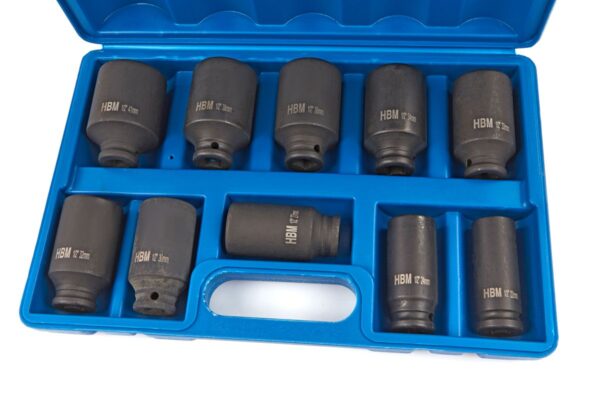 HBM 1/2 inch Krachtdoppenset Grote Maten 10 Delig - Afbeelding 2