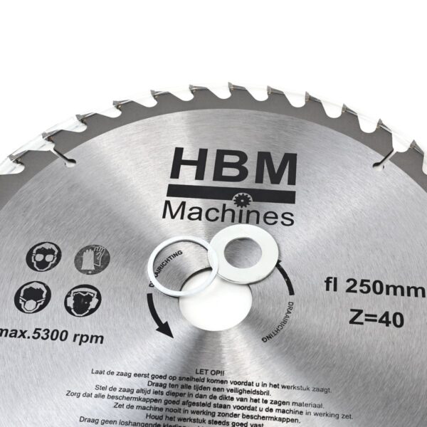 HBM HM Cirkelzaagbladen 250mm voor Hout - Afbeelding 2