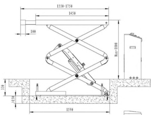 HBM Inbouw Hydraulische Schaar Hefbrug Met Pneumatische Ontgrendeling 3500 Kg - Afbeelding 12