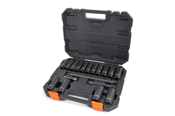 HBM Professionele 18 Delige 1/2 inch Krachtdoppenset met Verlengstukken