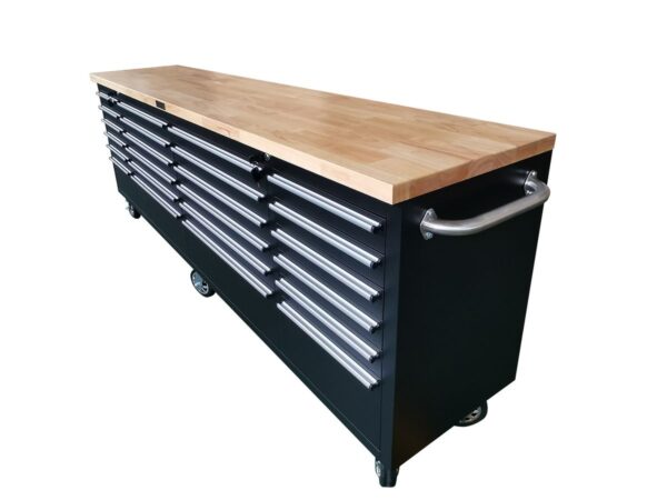 HBM gereedschapswagen met houten werkblad , 258 cm, zwart - Bild 2