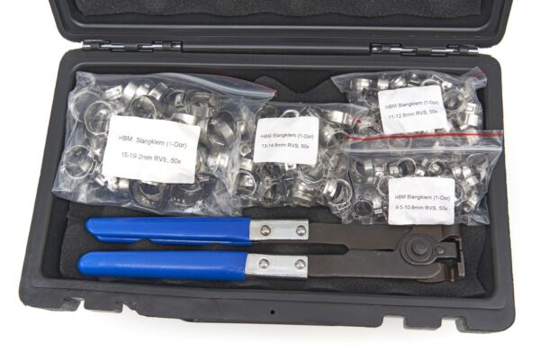 HBM 202 Delig Slangenklem Assortiment Inclusief Slangenklem Tang Voor 1-Oor Slangklemmen - Afbeelding 4