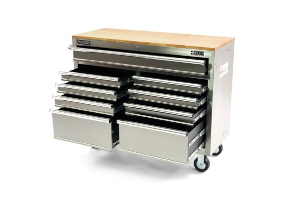 HBM Verrijdbare gereedschapswagen met houten werkblad, 117 cm, RVS - Bild 6