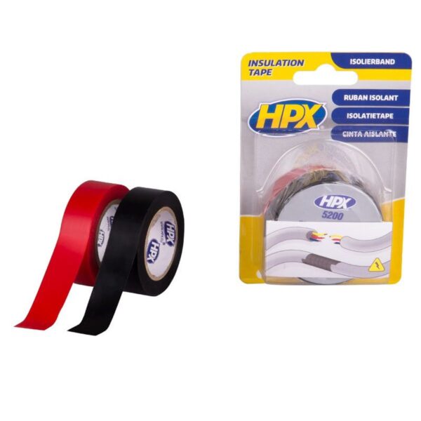 HPX PVC isolatietape - zwart + rood 19mm x 10m