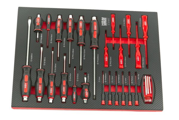 HBM 154 Delige Premium Gereedschapsvulling voor Gereedschapswagen - ROOD - Afbeelding 5