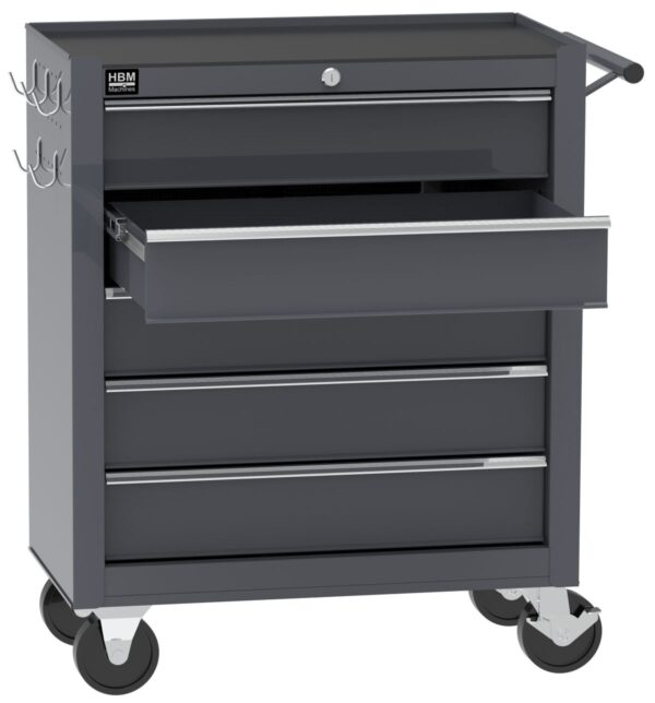HBM gereedschapswagen 5 laden, 62 cm, grijs - Afbeelding 2