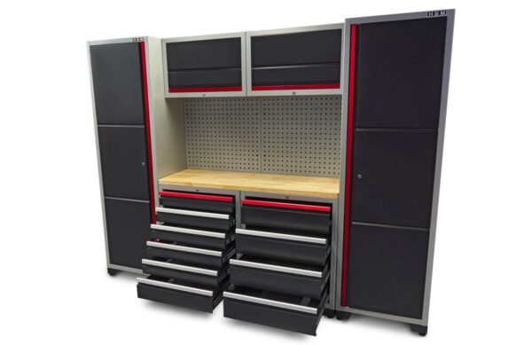 HBM professional deluxe modulair werkplaatssysteem, 9-delig, zwart rood - Afbeelding 5