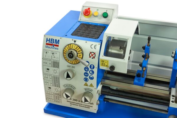 HBM 280 x 600 Profi Metaaldraaibank Tandwiel Geschakeld Compleet - Afbeelding 7