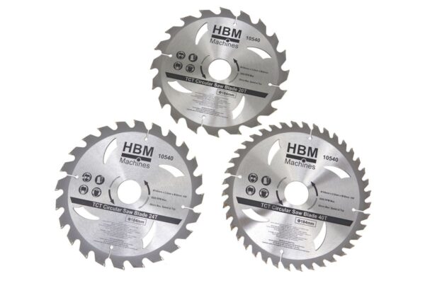 HBM 3 Delige 184 mm. Profi Cirkelzaagbladenset Met Verloopringen - Afbeelding 2