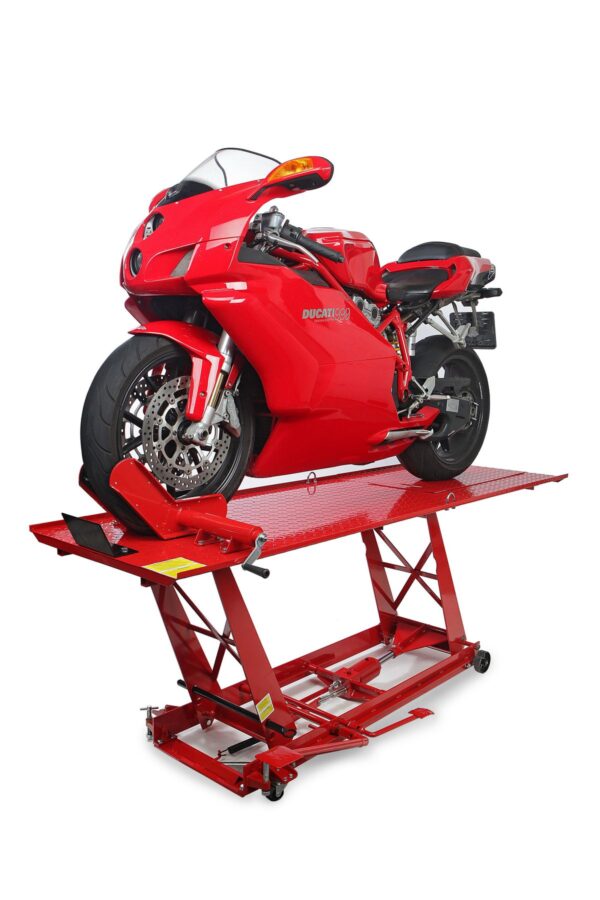 HBM 450 kg Motorheftafel Hydraulisch Met Luxe voorwielklem - Rood - Afbeelding 12