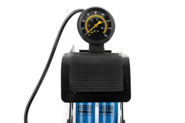 HBM professionele voetpomp met dubbele cilinder en manometer 9 bar. Set 8 Bar - Afbeelding 4