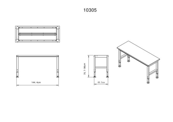 HBM 152 Cm. Professionele In Hoogte Verstelbare Werkbank Met Massief Houten Werkblad - Image 10