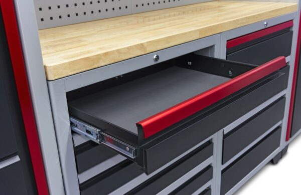 HBM professional deluxe modulair werkplaatssysteem, 9-delig, zwart rood - Afbeelding 10