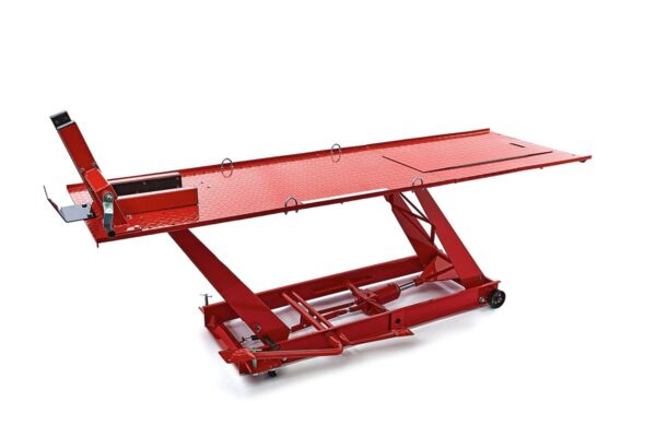 HBM 450 kg Motorheftafel Hydraulisch Met Luxe voorwielklem - Rood - Afbeelding 2