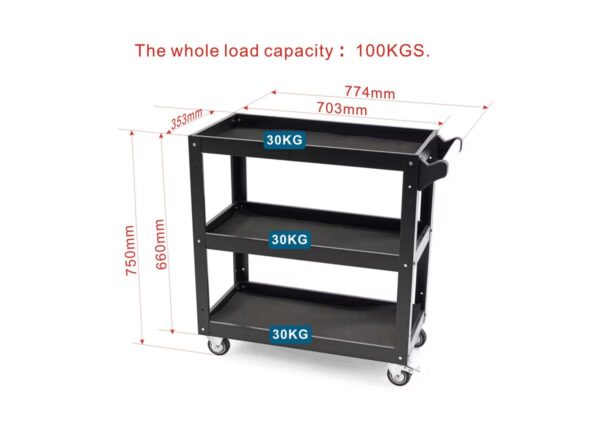 HBM deluxe gereedschapstrolley 3-laags, 76 cm - Afbeelding 8