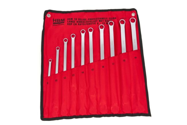 HBM 10 Delige Professionele Extra Lange Ringsleutelset met Vaste Kop en Ratelfunctie 8 - 19 mm - Afbeelding 7