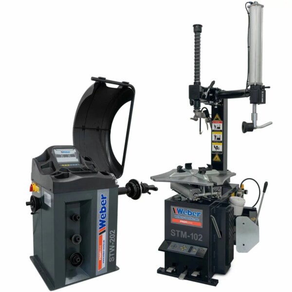 Weber Profi Bandendemonteermachine met Hulparm en BandenBalanceermachine Set