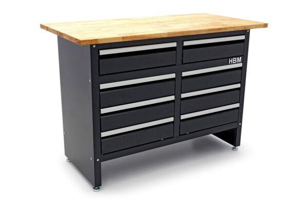 HBM 120 Cm Werkbank Met 8 Laden en Massief Houten Werkblad - Afbeelding 3