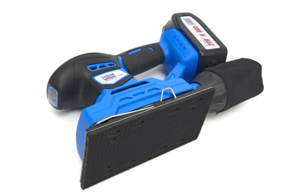 HBM Professionele 20 Volt 4,0AH Lion Vlakschuurmachine Inclusief 2 Lion Accu's en 15 Schuurvellen - Afbeelding 6
