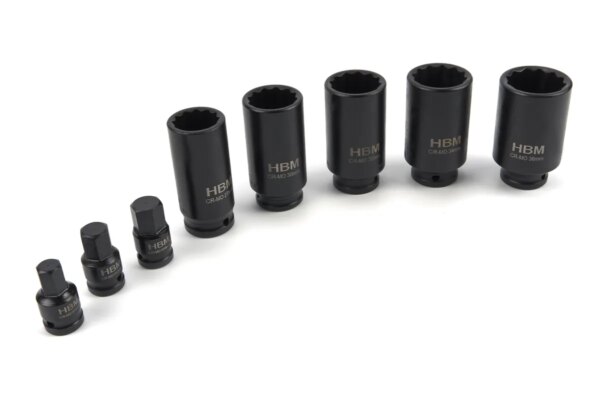HBM 8 Delige Aandrijfas Doppenset, Montageset Met 1/2 inch Opname - Image 4
