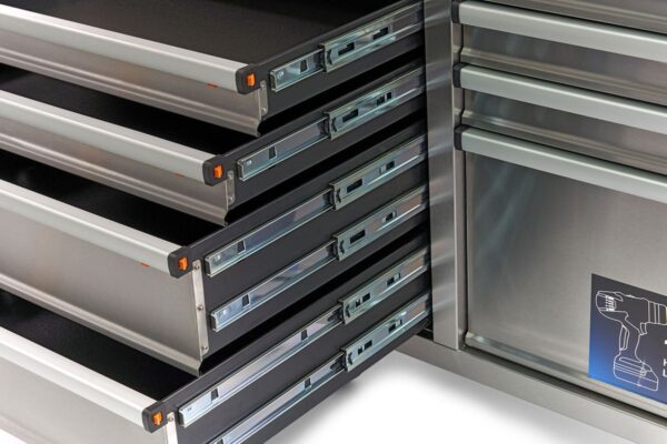 HBM 158 cm 10 Laden Werkbank met Deur en Achterwand - RVS - Afbeelding 7