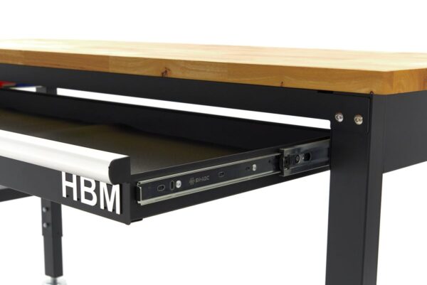 HBM in hoogte verstelbare werkbank met massief houten werkblad en lade 152 cm - Image 5