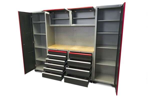 HBM professional deluxe modulair werkplaatssysteem, 9-delig, zwart rood - Afbeelding 6