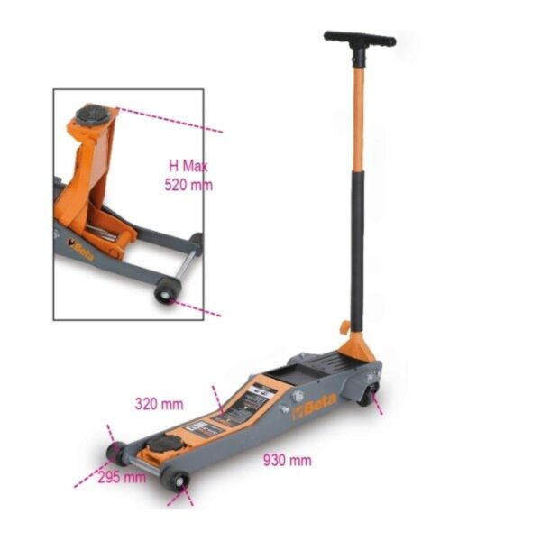 Beta lange en lage hydraulische garagekrik, 2 ton, 3029L/2T - Afbeelding 5