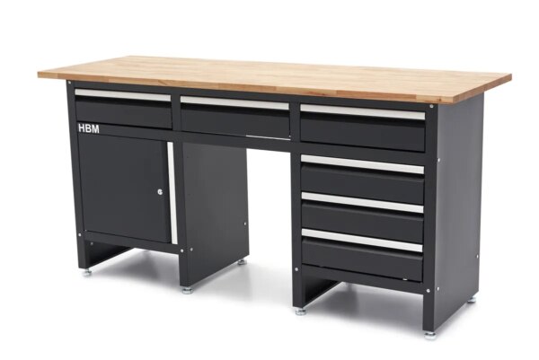 HBM 171 Cm Werkbank Met 6 Laden 1 Deur en Massief Houten Werkblad - Afbeelding 2