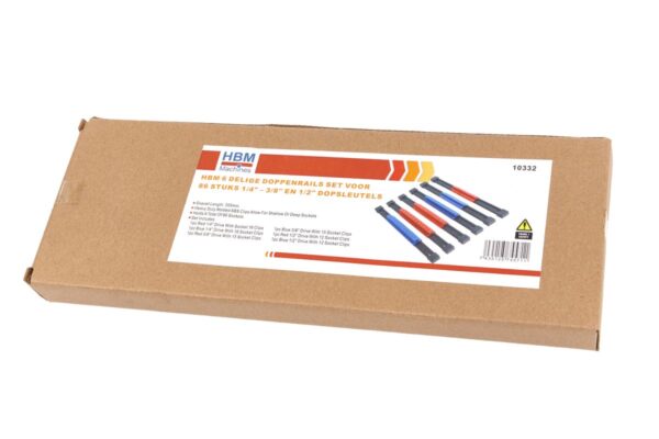 HBM 6 Delige Doppenrails Set Voor 86 Stuks 1/4, 3/8 en 1/2 inch Dopsleutels - Afbeelding 10