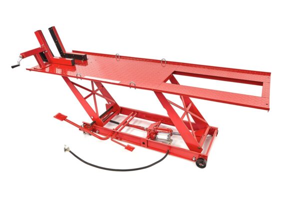 HBM 450 kg Motorheftafel Hydraulisch en Pneumatisch Met Luxe voorwielklem, Rood - Afbeelding 8